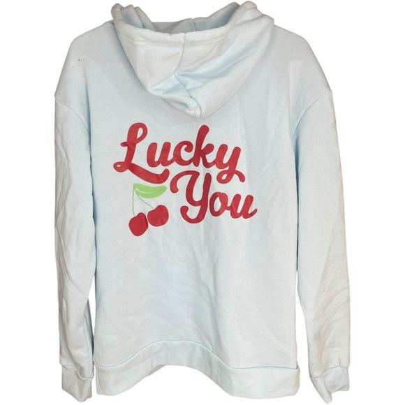 Better Together Cherry Zip Up Hoodie Aqua Blue - Picture 2 of 6